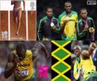 Подиум атлетика мужчины 200 метров, Усэйн Болт, Yohan Блейк и Уоррен Вейр (Ямайка), Лондон 2012